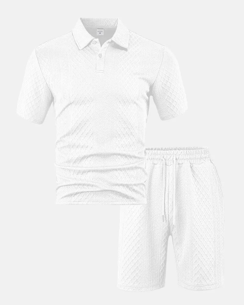 Luca — Completo Uomo Polo e Short in Tessuto Jacquard