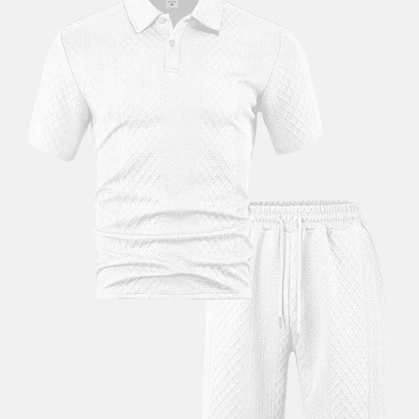 Luca — Completo Uomo Polo e Short in Tessuto Jacquard