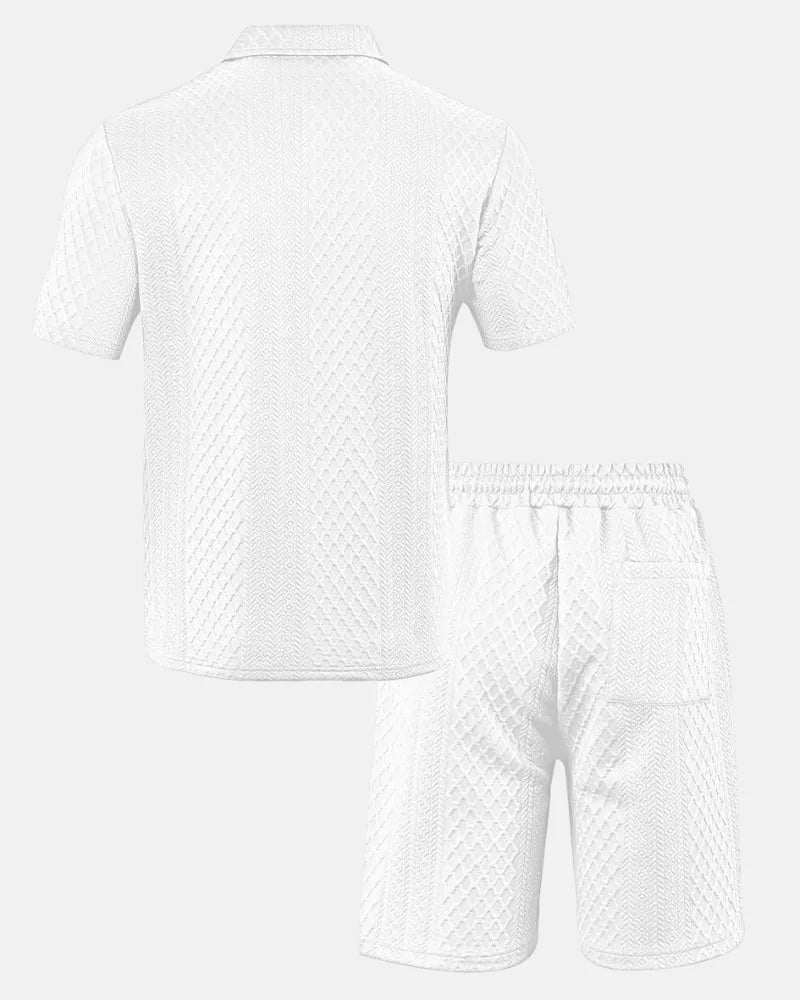 Luca — Completo Uomo Polo e Short in Tessuto Jacquard