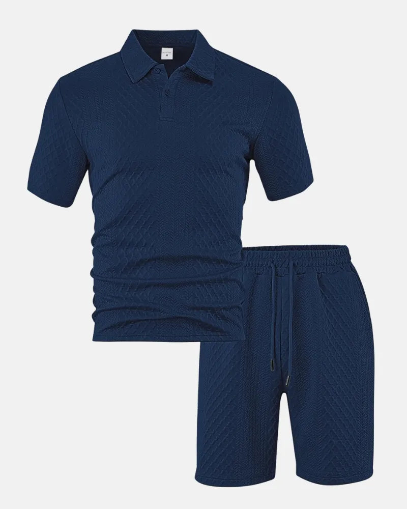 Luca — Completo Uomo Polo e Short in Tessuto Jacquard
