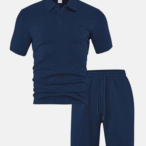Luca — Completo Uomo Polo e Short in Tessuto Jacquard