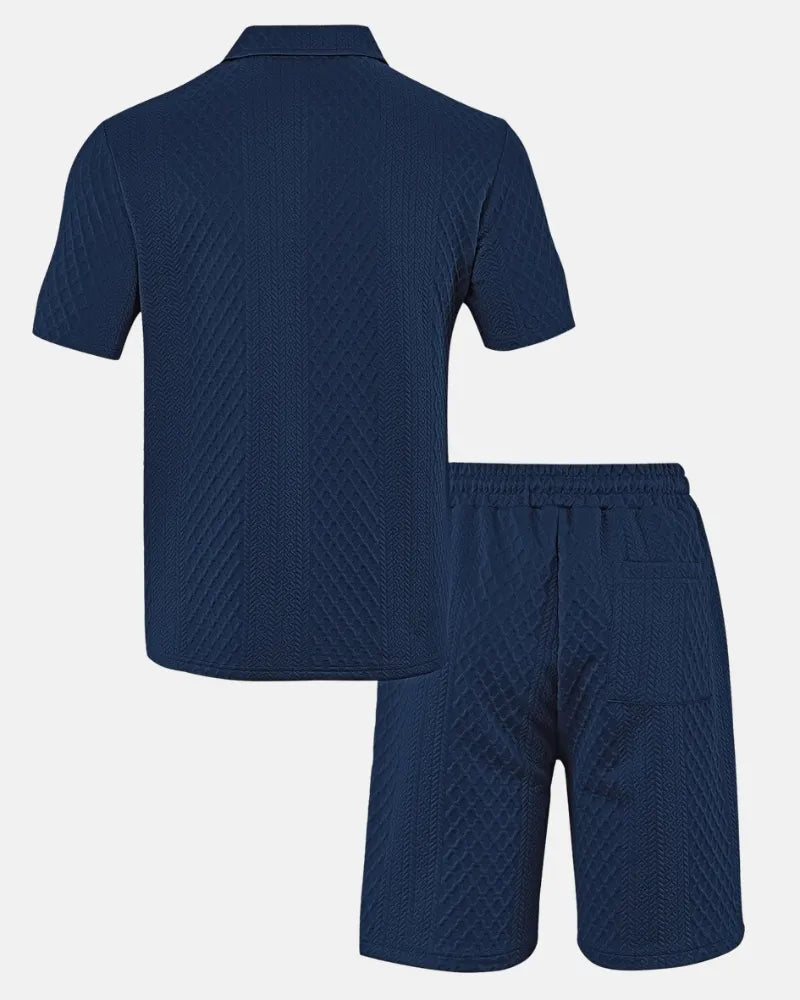 Luca — Completo Uomo Polo e Short in Tessuto Jacquard