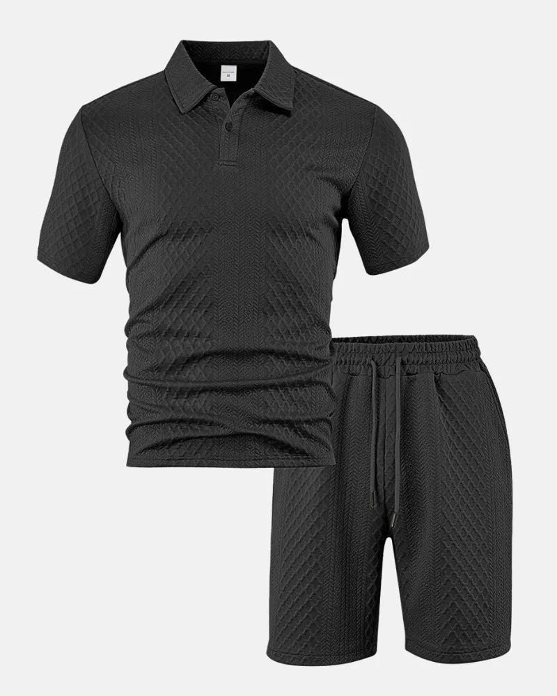 Luca — Completo Uomo Polo e Short in Tessuto Jacquard