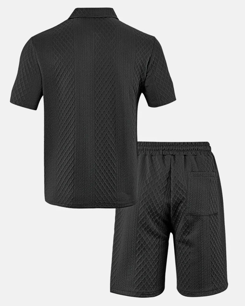 Luca — Completo Uomo Polo e Short in Tessuto Jacquard
