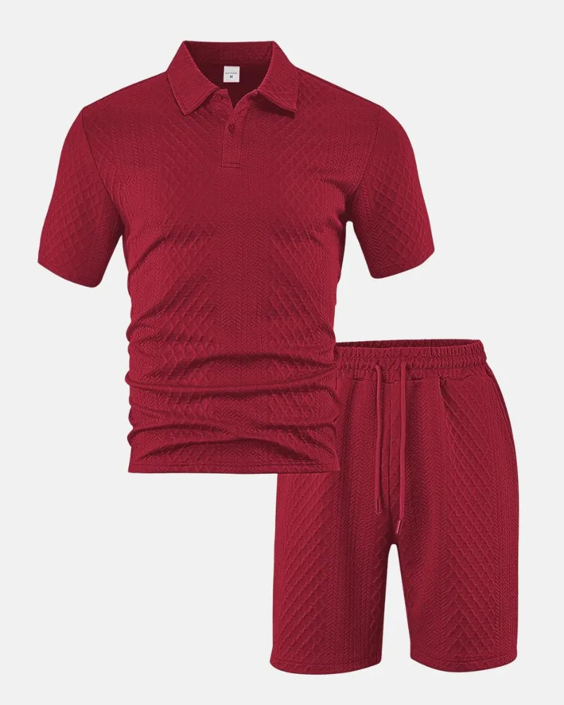 Luca — Completo Uomo Polo e Short in Tessuto Jacquard