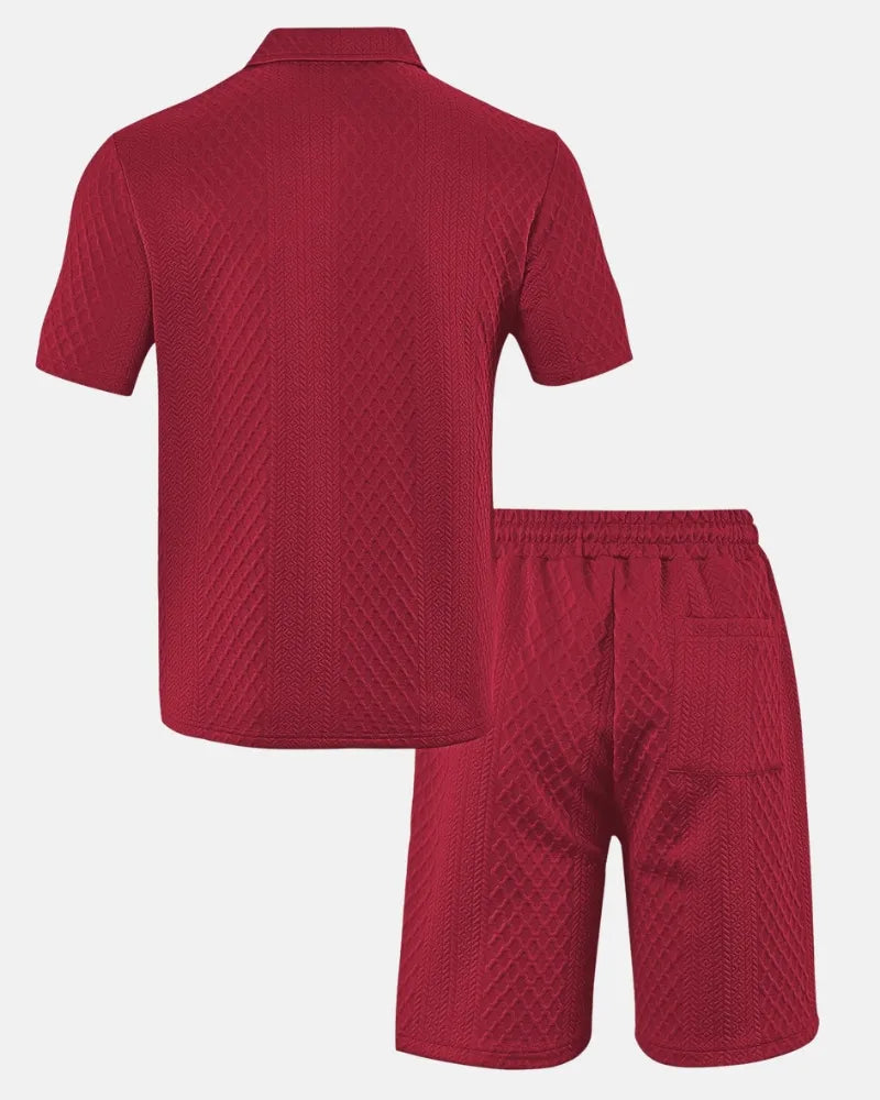 Luca — Completo Uomo Polo e Short in Tessuto Jacquard