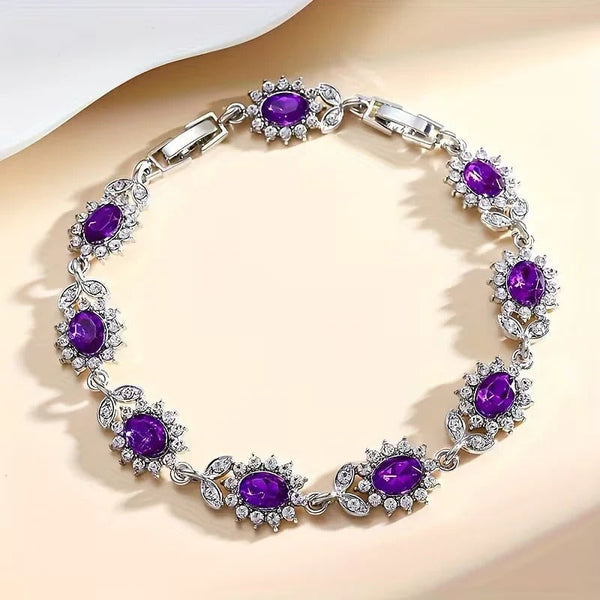 Bracciale floreale in ametista e argento