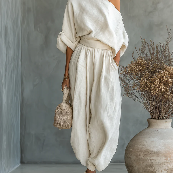 Ginevra | Outfit Fluido Drappeggiato a Spalla Unica