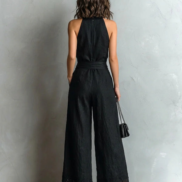 Completo canotta in cotone nero e lino