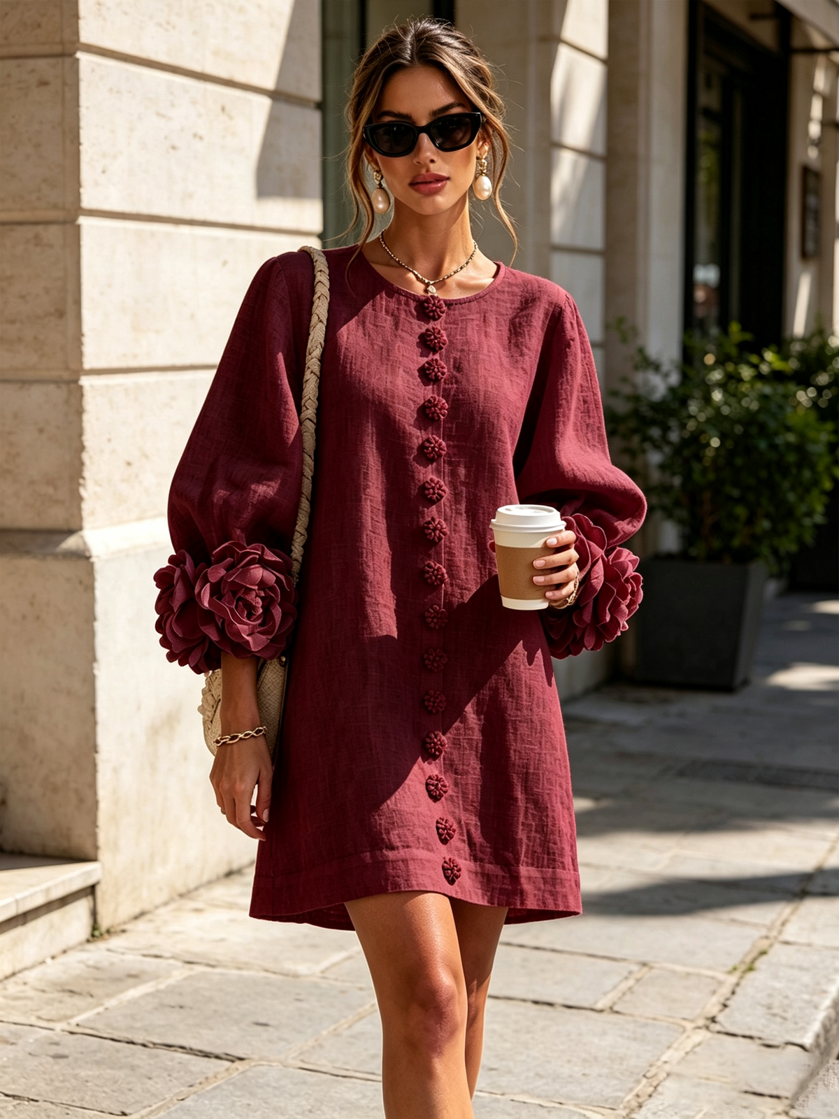 Clementine | Abito a Camicia con Maniche a Rosetta
