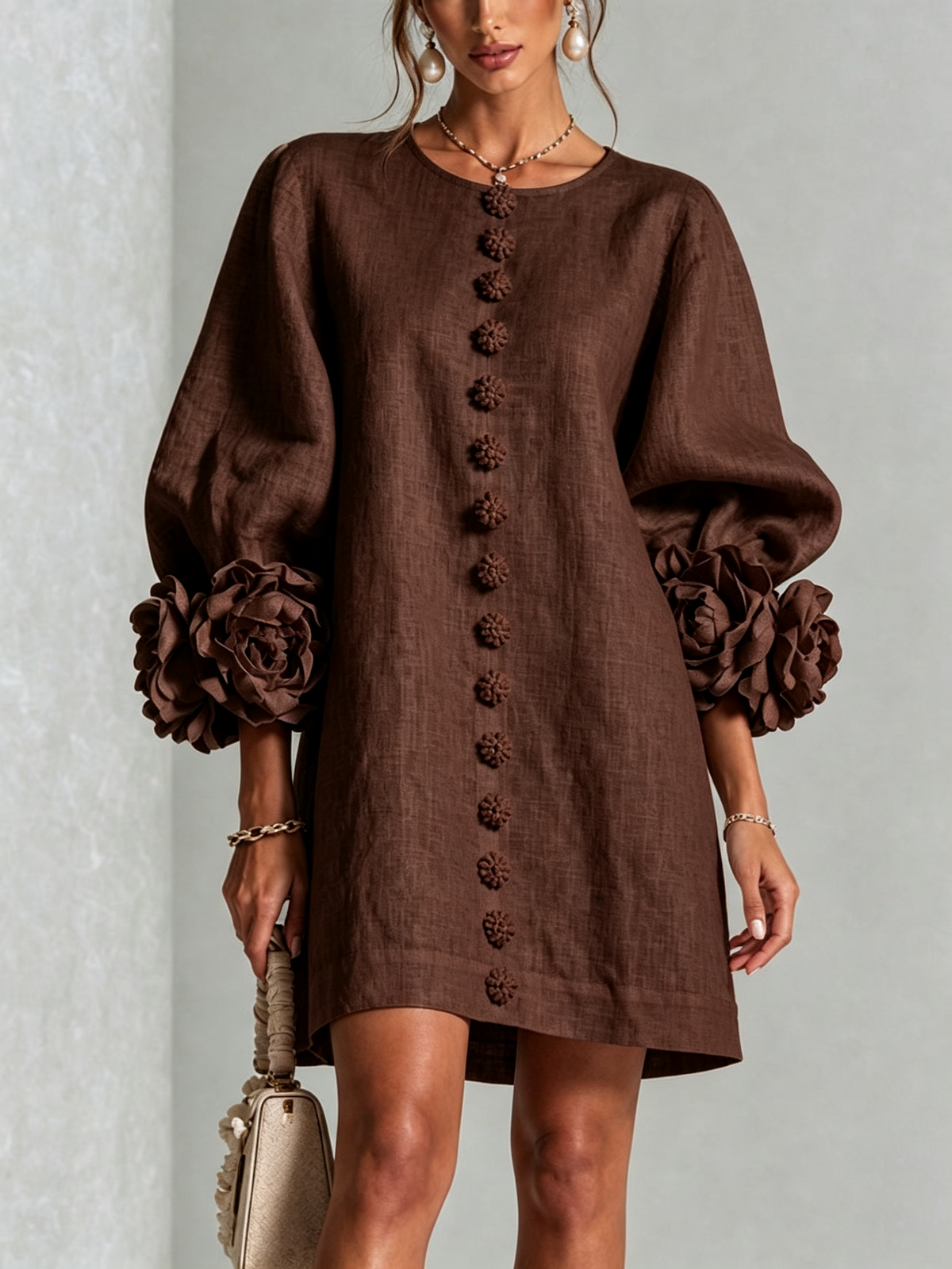 Clementine | Abito a Camicia con Maniche a Rosetta