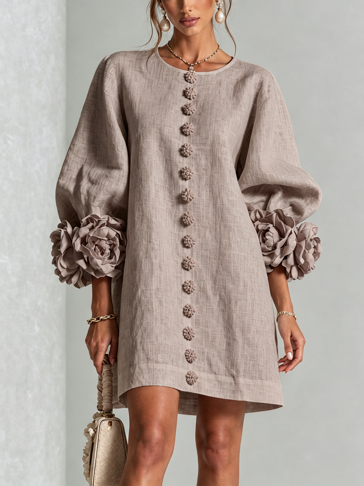 Clementine | Abito a Camicia con Maniche a Rosetta