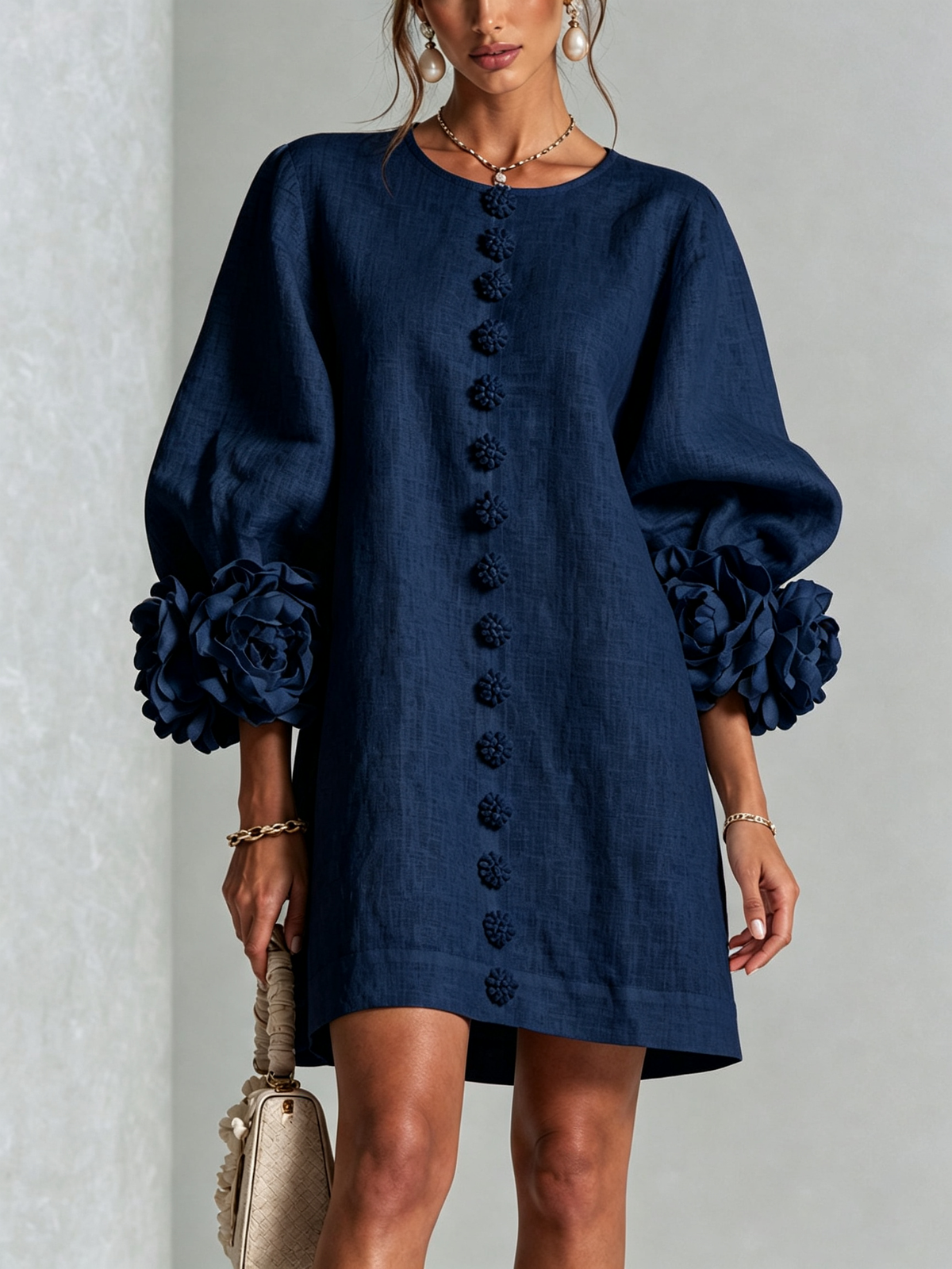 Clementine | Abito a Camicia con Maniche a Rosetta
