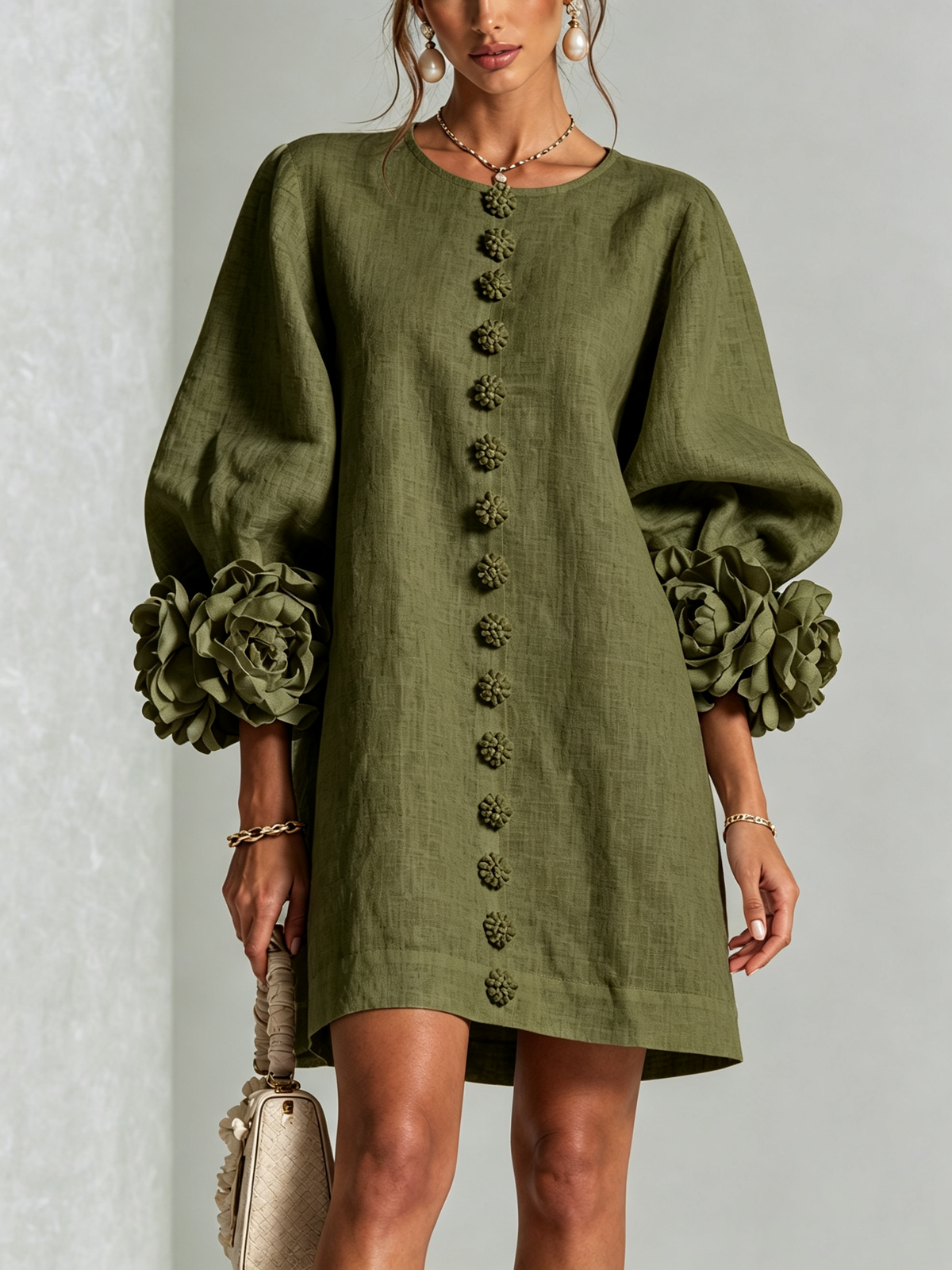 Clementine | Abito a Camicia con Maniche a Rosetta
