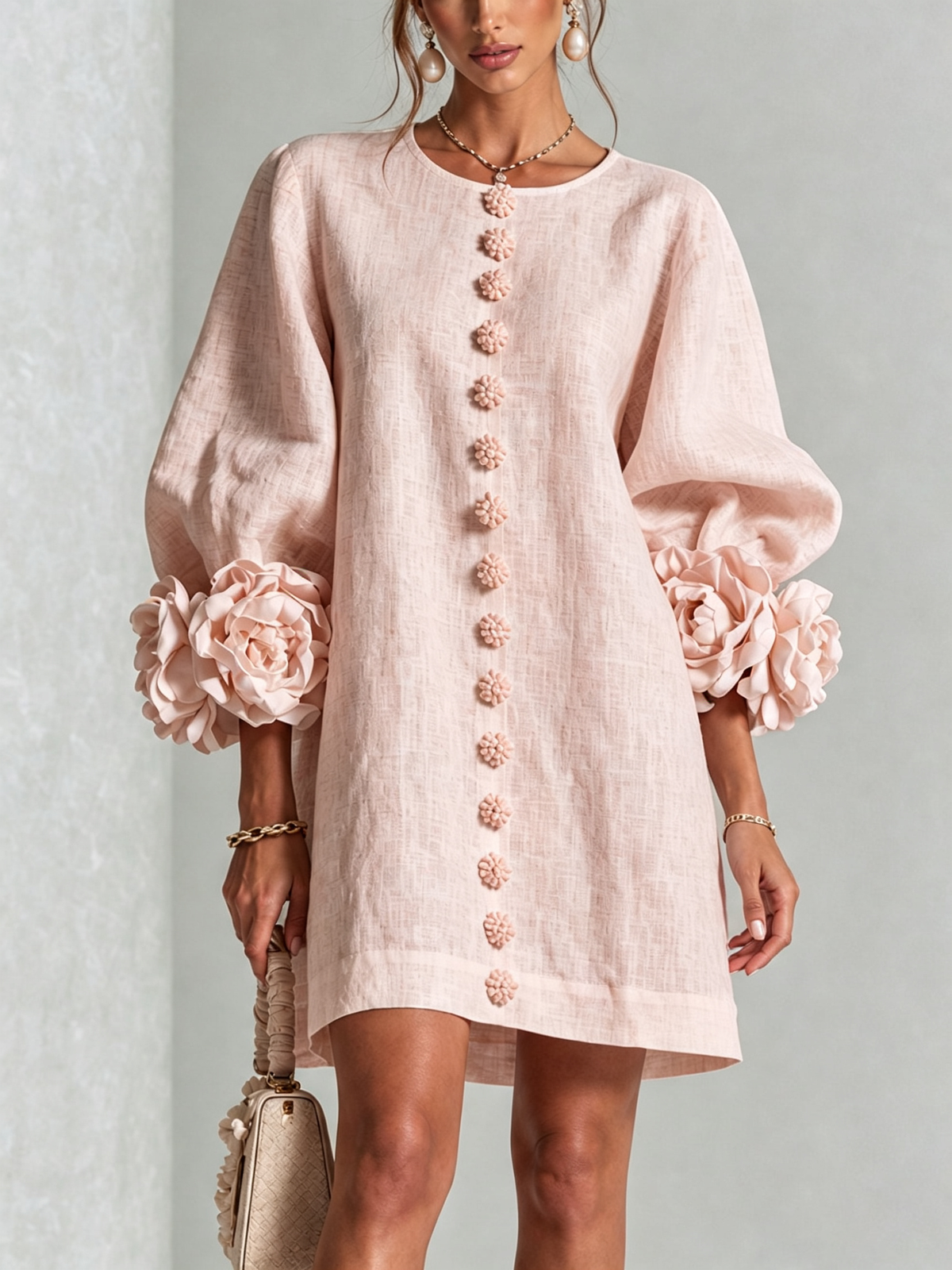 Clementine | Abito a Camicia con Maniche a Rosetta