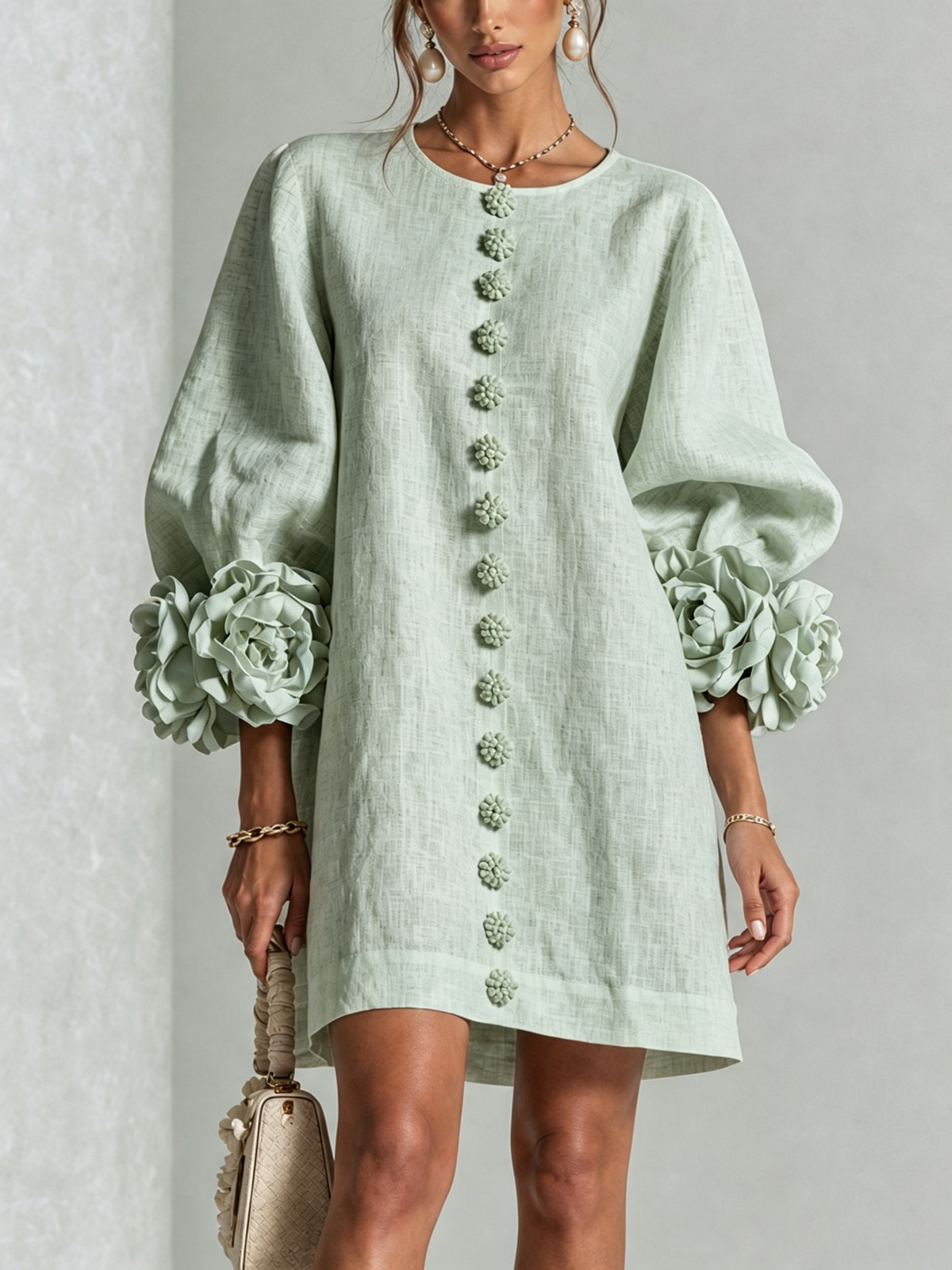 Clementine | Abito a Camicia con Maniche a Rosetta