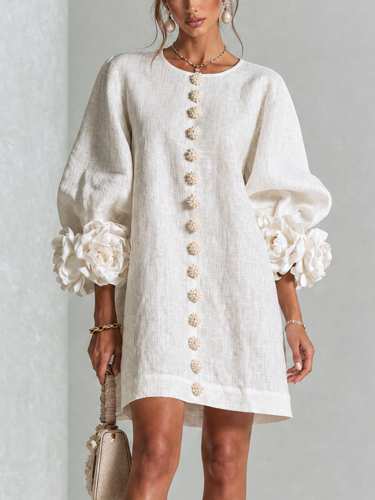 Clementine | Abito a Camicia con Maniche a Rosetta