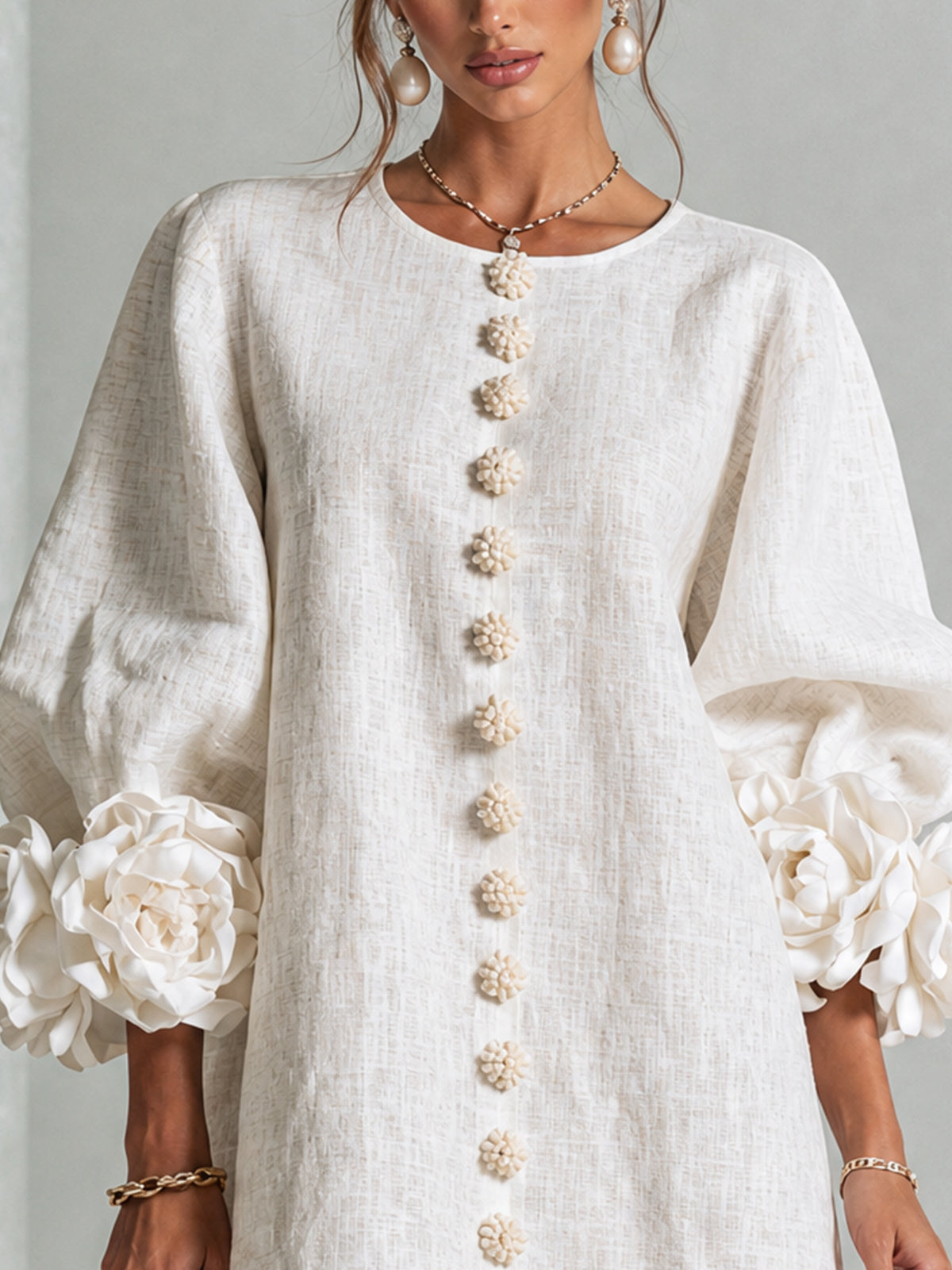 Clementine | Abito a Camicia con Maniche a Rosetta