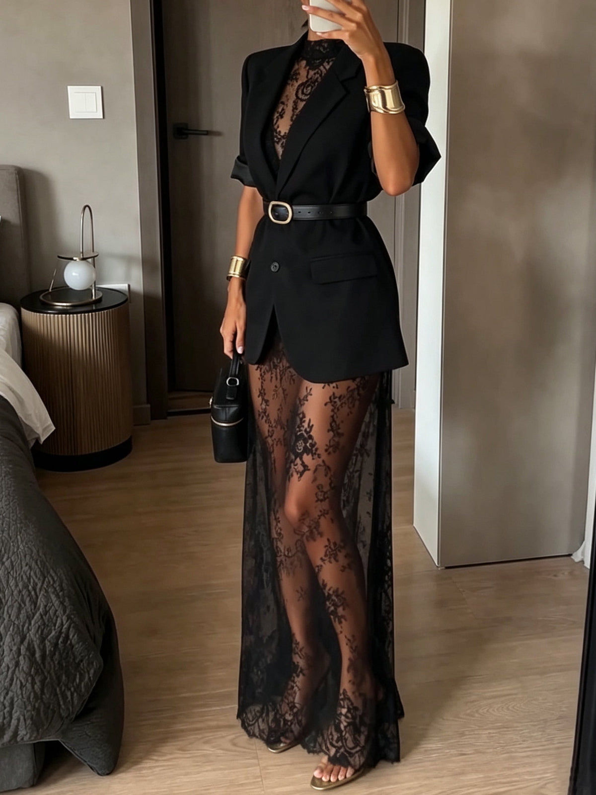 Completo Due Pezzi con Blazer e Abito in Pizzo