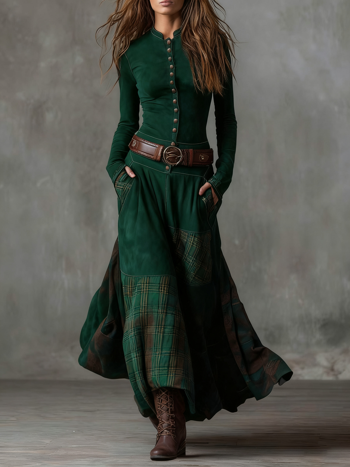 HELENA IVY | ABITO MAXI IN SUEDE PER LA NOTTE INVERNALE CON CINTURA