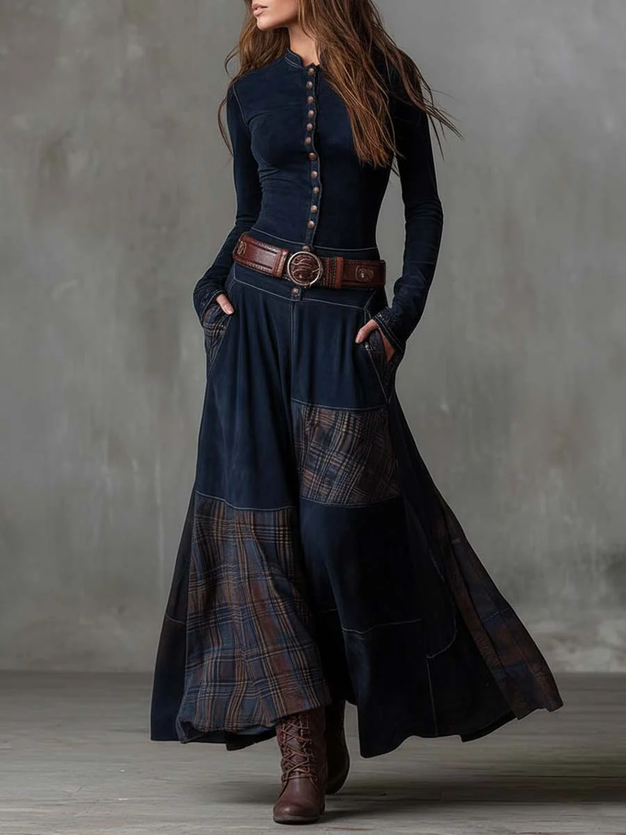 HELENA IVY | ABITO MAXI IN SUEDE PER LA NOTTE INVERNALE CON CINTURA