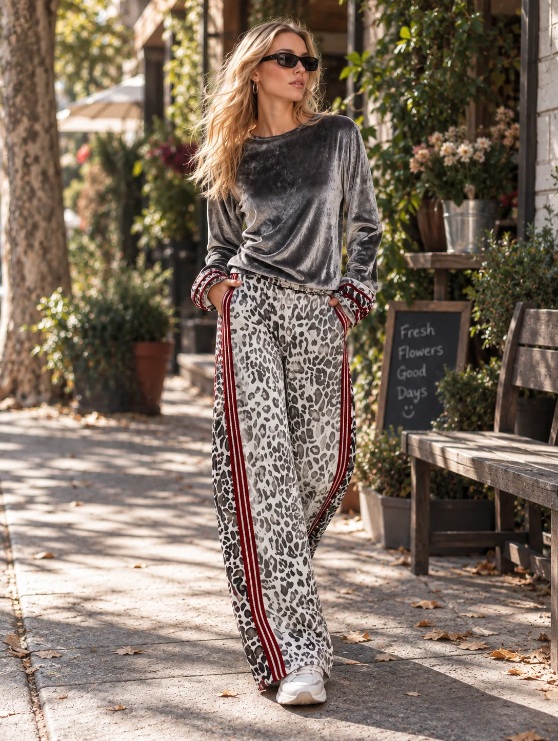 Completo Sofia – Velluto Argentato & Leopardo