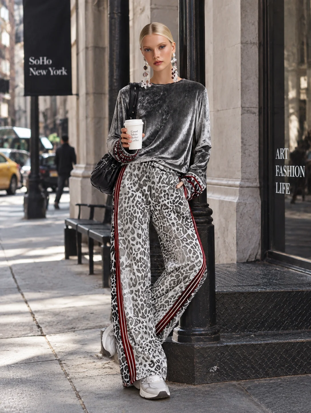 Completo Sofia – Velluto Argentato & Leopardo