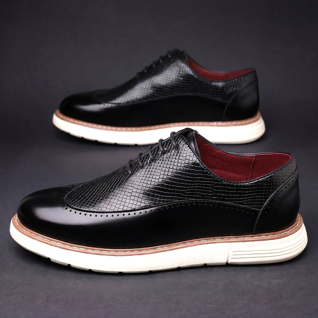 Oxford Brogue in Pelle Goffrata – Suola Comfort Ibrida
