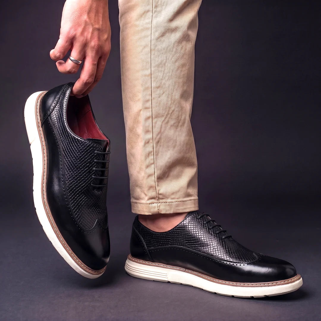 Oxford Brogue in Pelle Goffrata – Suola Comfort Ibrida