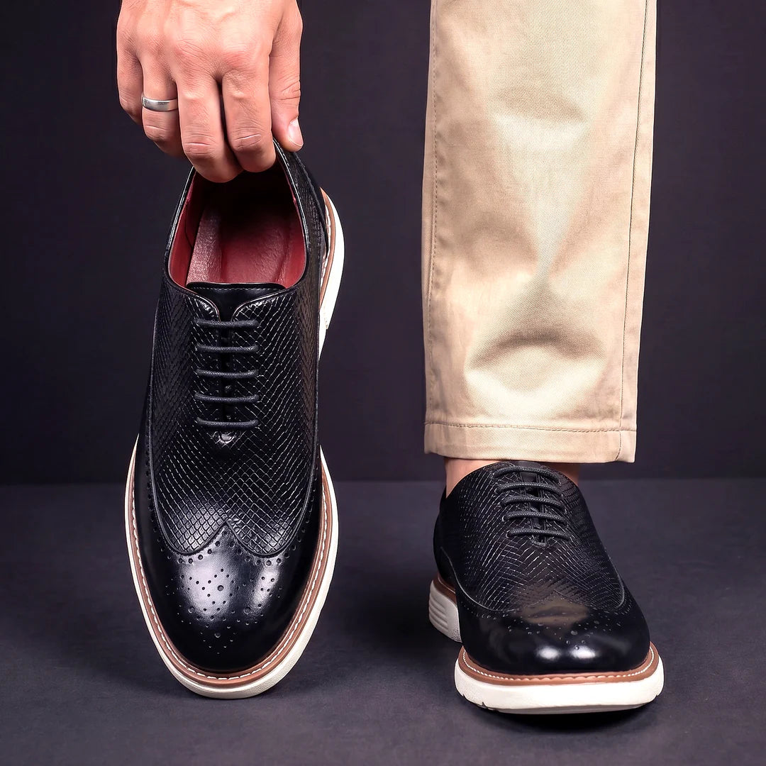 Oxford Brogue in Pelle Goffrata – Suola Comfort Ibrida
