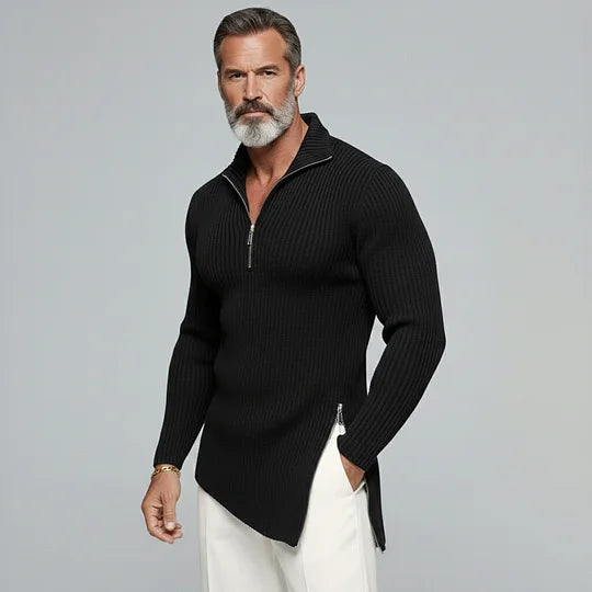 Maestro — Maglia a Coste con Mezza Zip