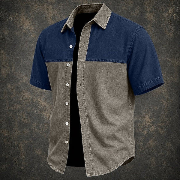 Dario — Camicia Uomo Denim Bicolore