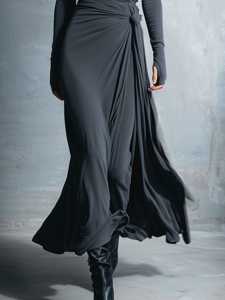 YASMINA | ABITO MAXI CON NASTRO LATERALE