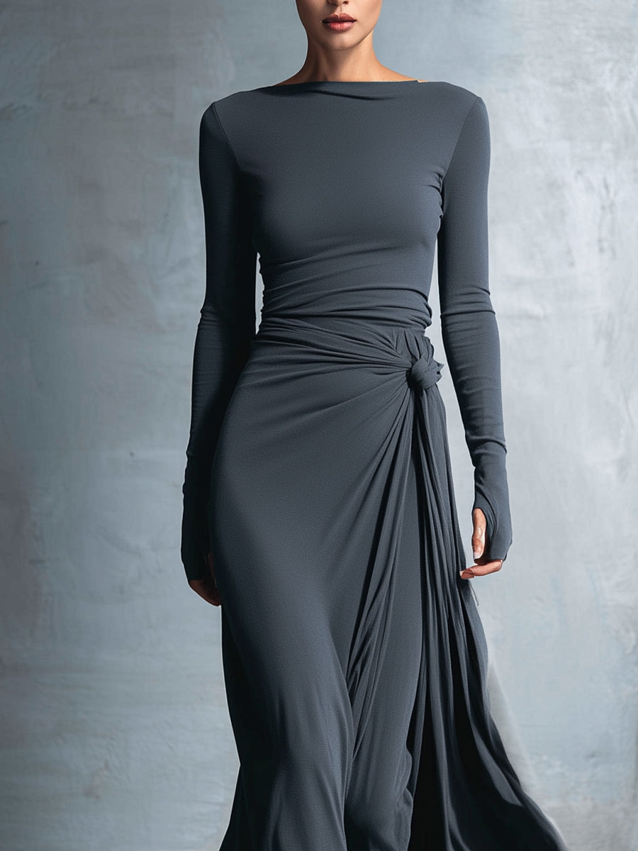 YASMINA | ABITO MAXI CON NASTRO LATERALE