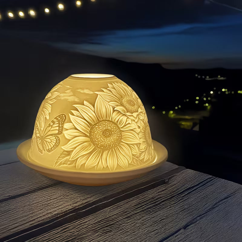 Girasoli e Farfalle | Portacandela in Porcellana
