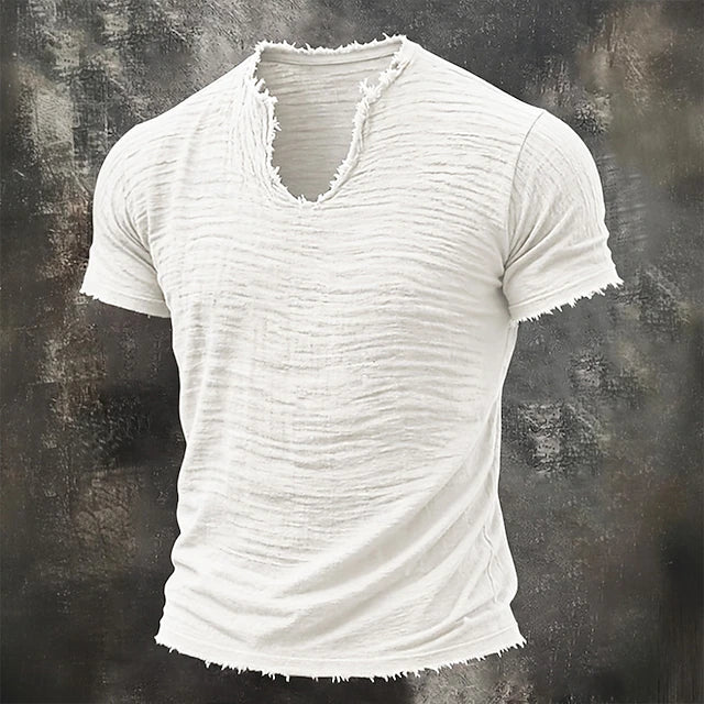 Marco — T-Shirt Uomo 100% Cotone, Scollo V, Bordi Grezzi