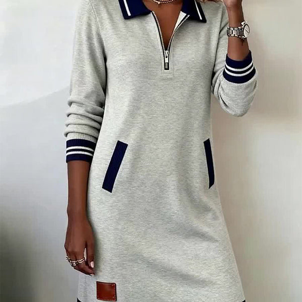 Dorellia - Abito Casual a Manica Lunga con Chiusura a Zip