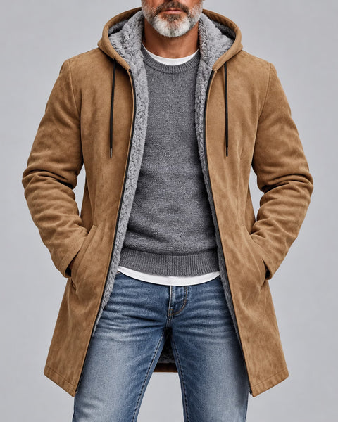 Gabriele | Cappotto Scamosciato con Cappuccio