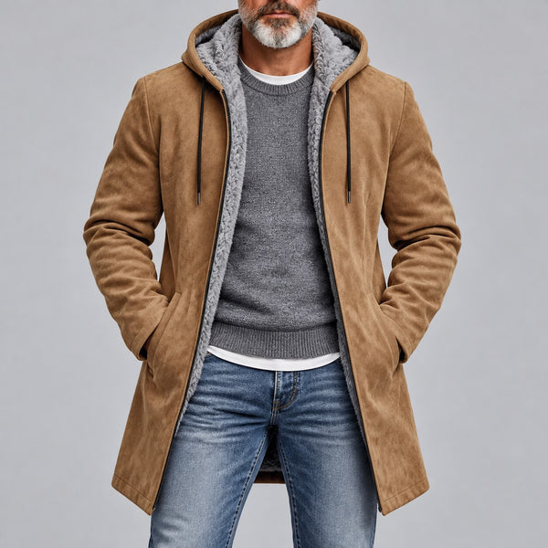 Gabriele | Cappotto Scamosciato con Cappuccio