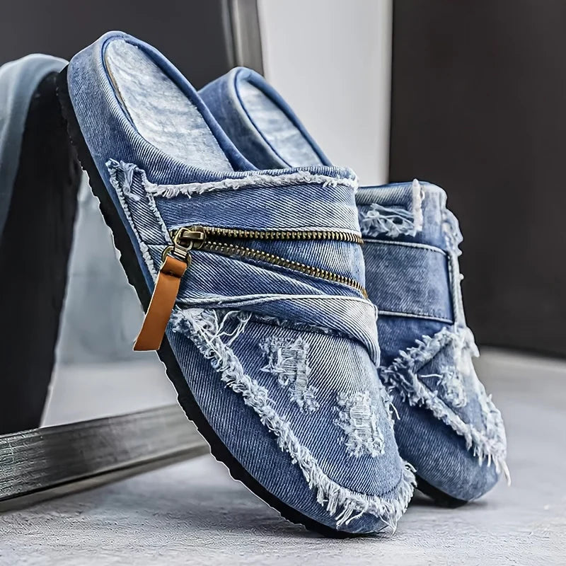 Dario — Pantofole in Denim Strappato