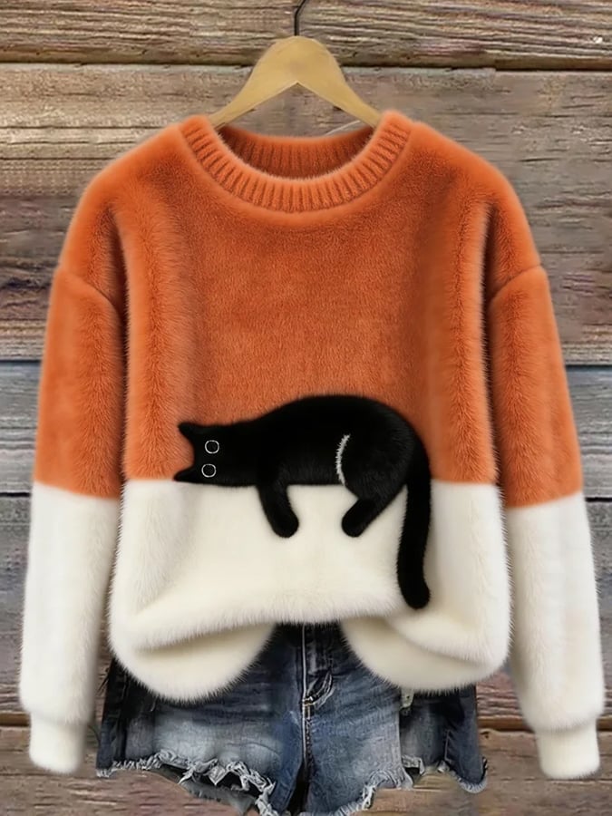 Chiara | Maglione elegante con fantasia di gatti
