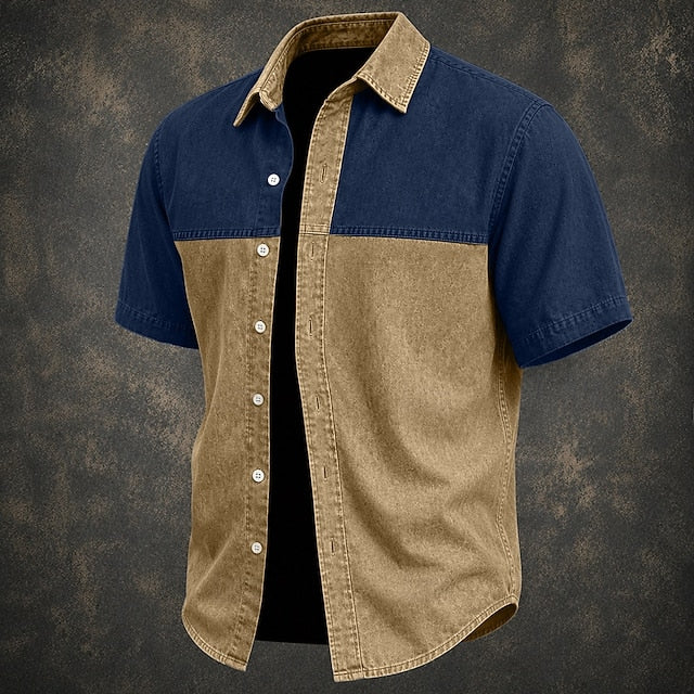 Dario — Camicia Uomo Denim Bicolore