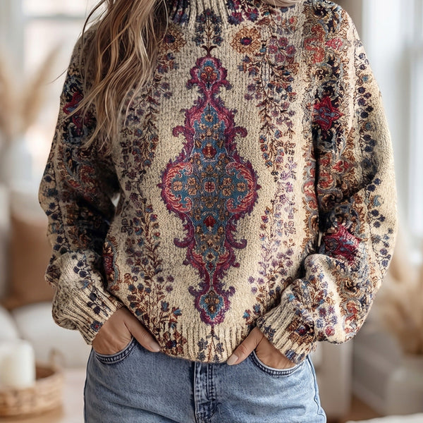 Sofia | Maglione a Collo Alto Vintage con Medaglione