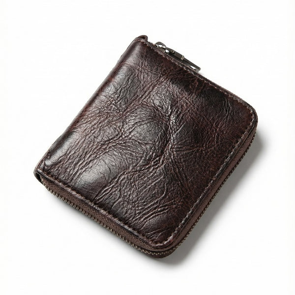 Portafoglio con cerniera in pelle di vitello