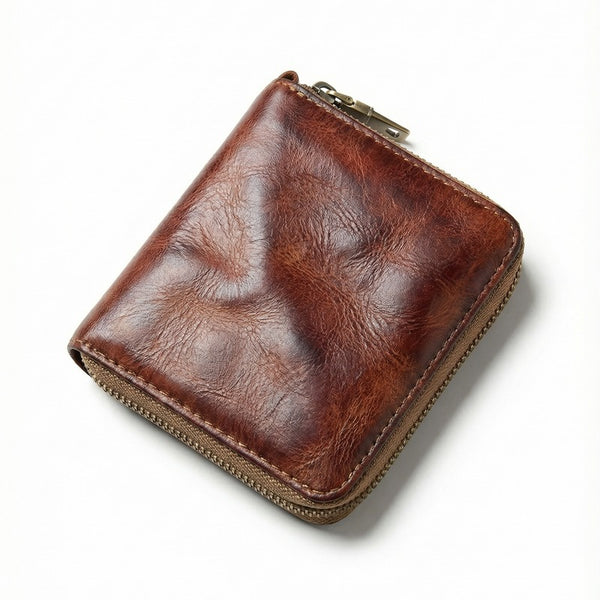 Portafoglio con cerniera in pelle di vitello