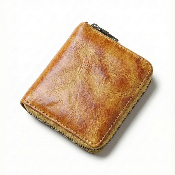 Portafoglio con cerniera in pelle di vitello