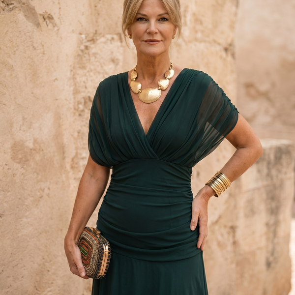 Abito maxi elegante per festa con scollo a cuore