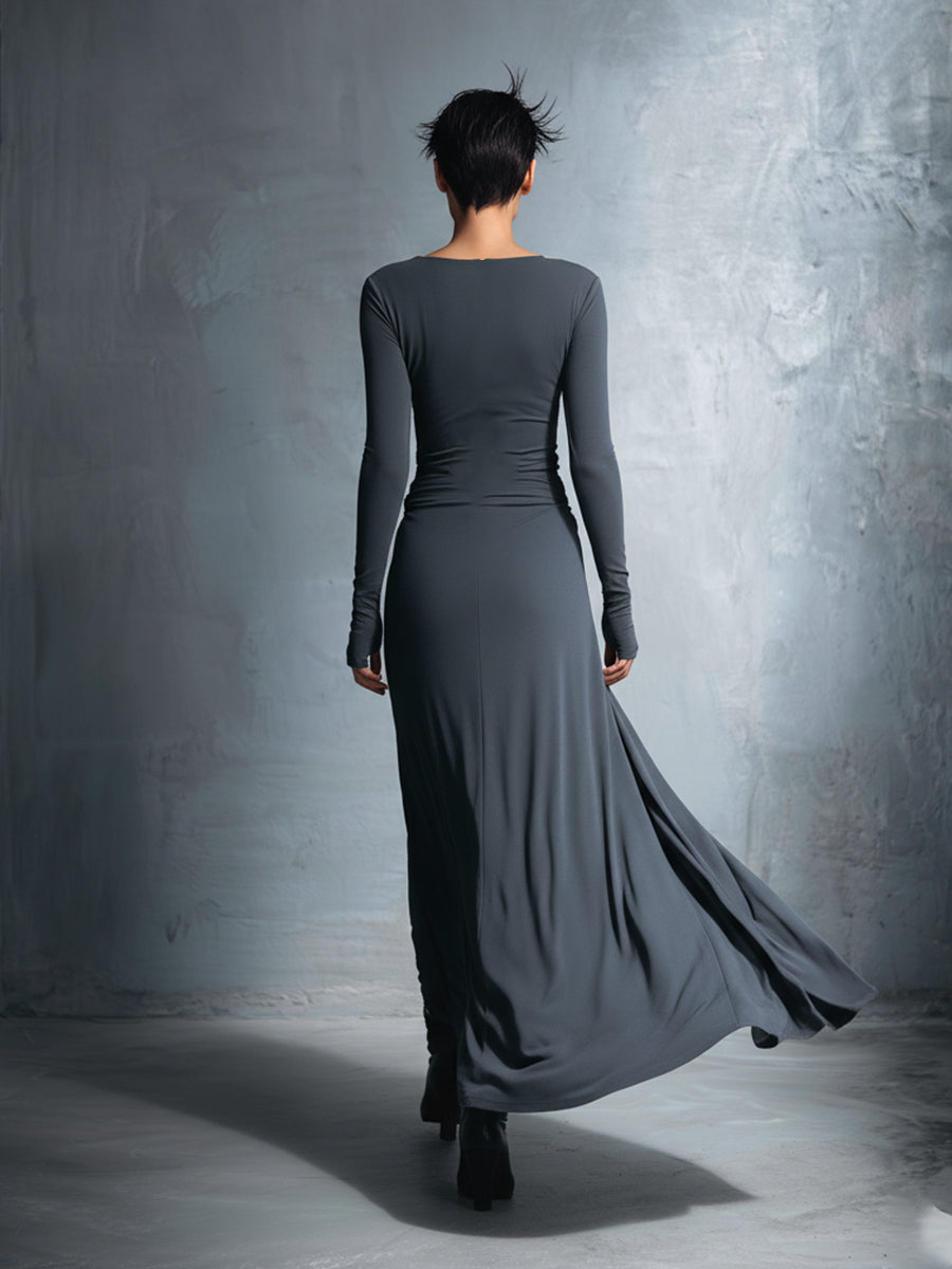 YASMINA | ABITO MAXI CON NASTRO LATERALE