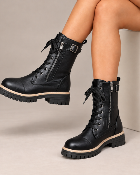 Henrietta™ | Stivali da combattimento con lacci e zip laterale