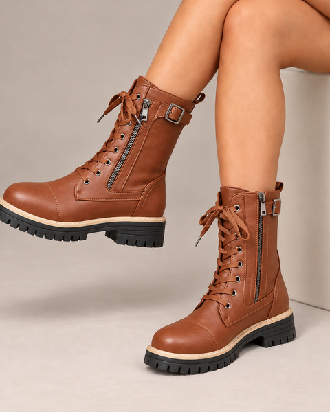 Henrietta™ | Stivali da combattimento con lacci e zip laterale